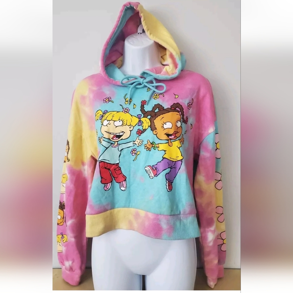 Nickelodeon Rugrats Hoodie Sweatshirts Pullover Pink Tie-Dye Angelica Susie